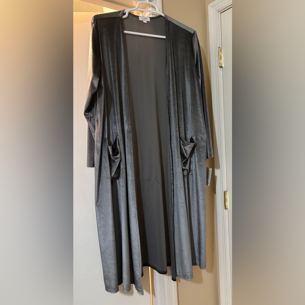 LuLaRoe Velour Velvet Gray Women's Sarah Cardigan